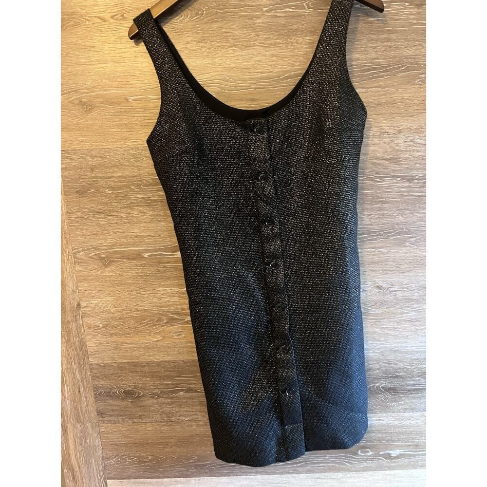 Banana Republic Metallic Tweed Mini Dress Sz 2 New Brown Button Front Minimalist